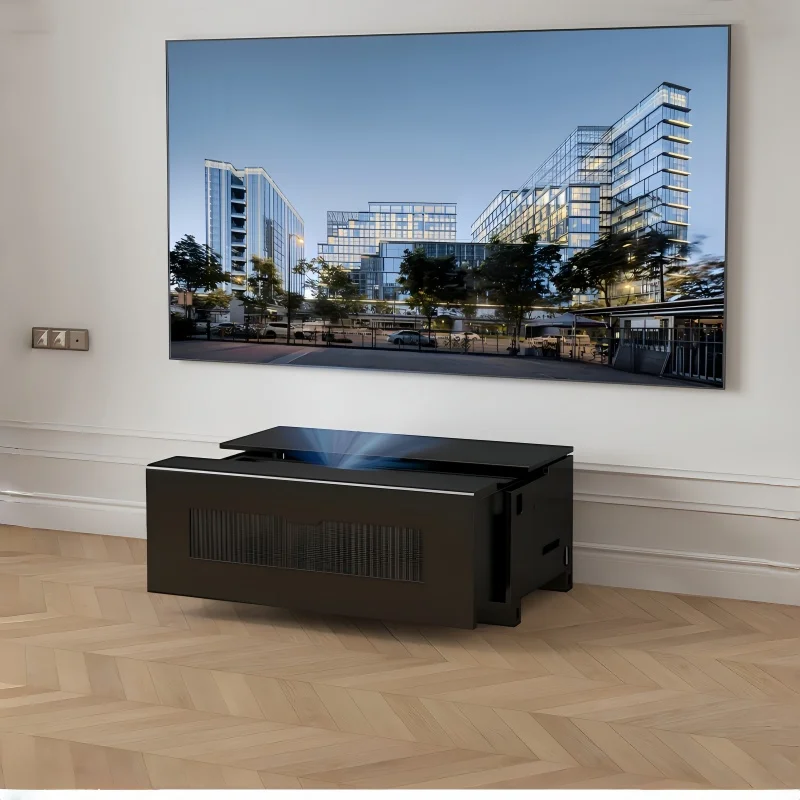 

Fully Enclosed Hidden Laser TV Short Cabinet, Electric Smart Telescopic Gimbal for Ultra Short Throw Projector