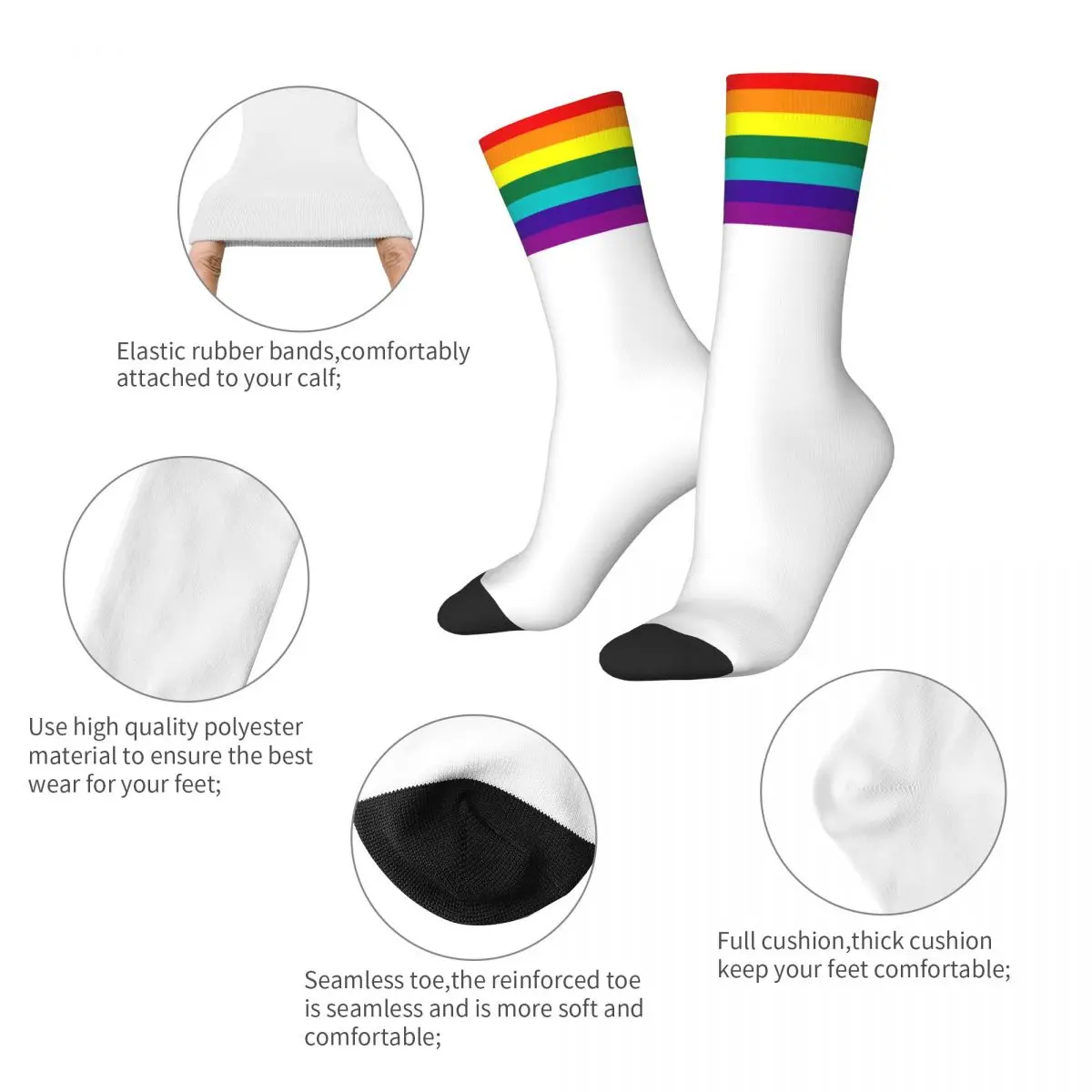 Happy Funny Male Men Socks Novelty 7 Stripes Rainbow Pride Flag Sock Polyester Sport Women Socks Spring Summer Autumn Winter