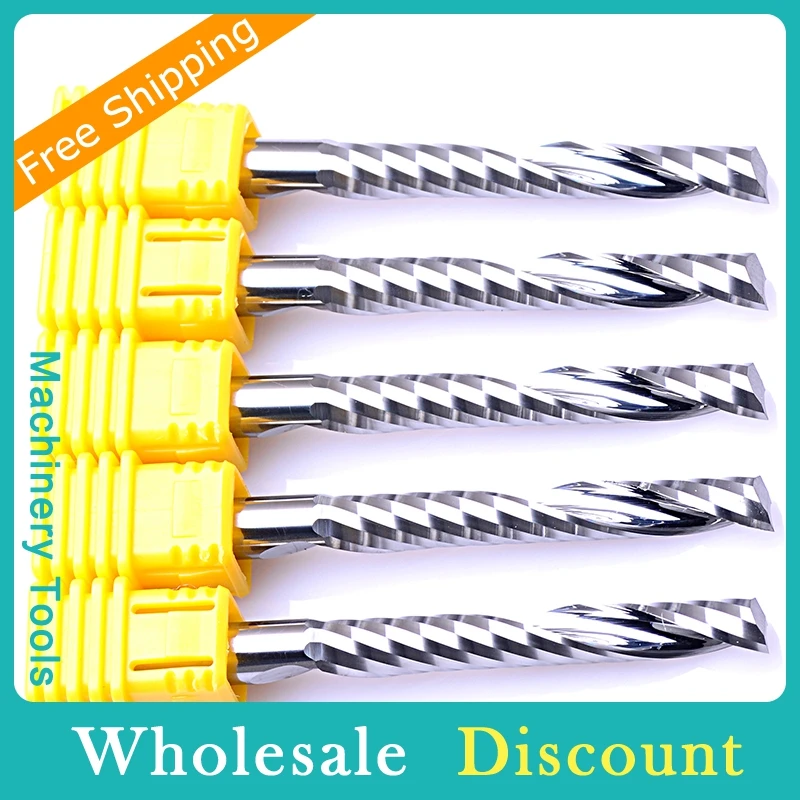 10pcs 6x62MM Carbide Milling Cutter for Wood Acrylic One Flute Spiral Woodworking End Mill K66 Super Hard Alloy CNC Router Bits