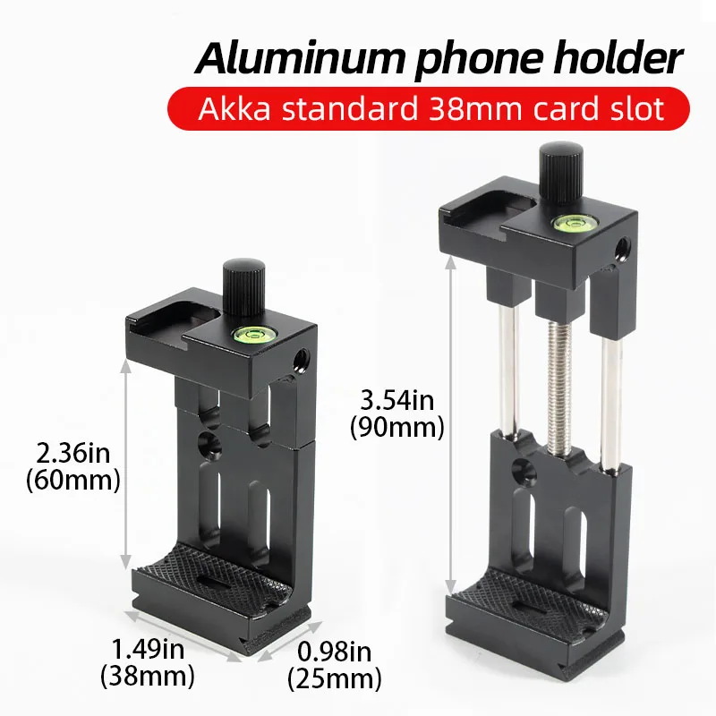 Aluminum Tripod Head Bracket Mobile Phone Holder Clip With Spirit level and Cold Shoe Mount For Phone Flashlight Microphone