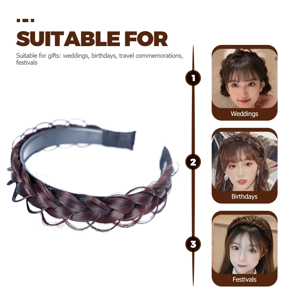 

Herringbone Headband Braided Hair Accessories Wide Plaited Braids High Temperature Wire Elegant Comfortable Beauty Synthetic