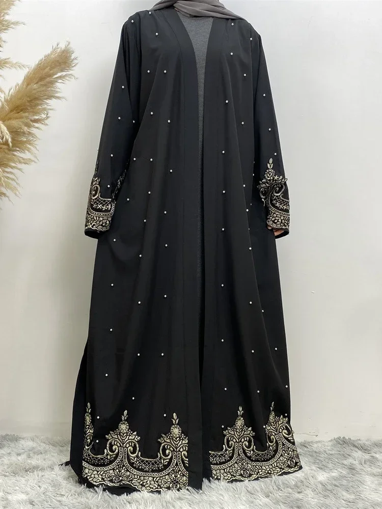 Ramadan Eid Abayas for Women Muslim Cardigan Dress Beading Caftan Abayas Dubai Party Dresses Kaftan Robe Longue Vestido Largos