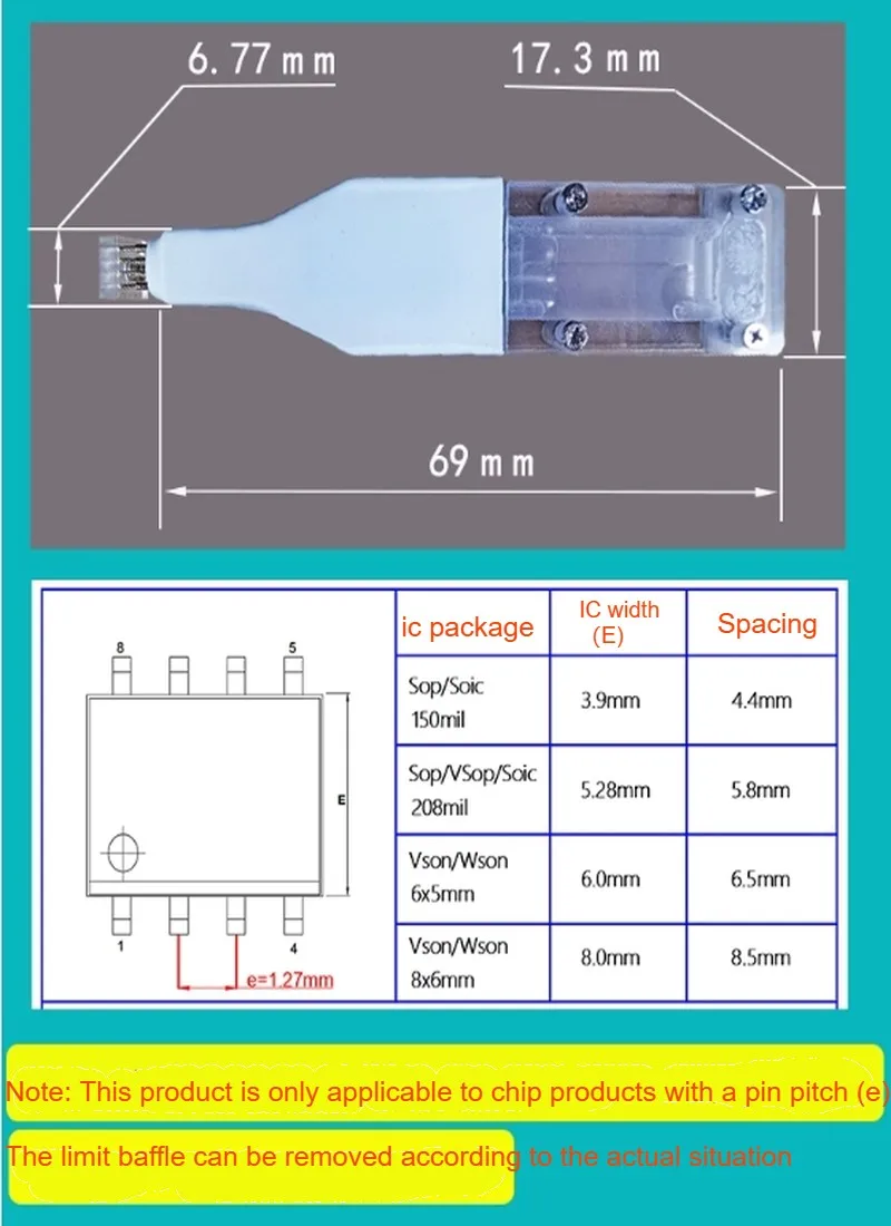 Imagem -05 - Eeprom-chip Burning e Projeção de Gravação Spring Needle Flash Burn Atacado 10 Pcs Sop8 W-son Chip Burn Burn Needle