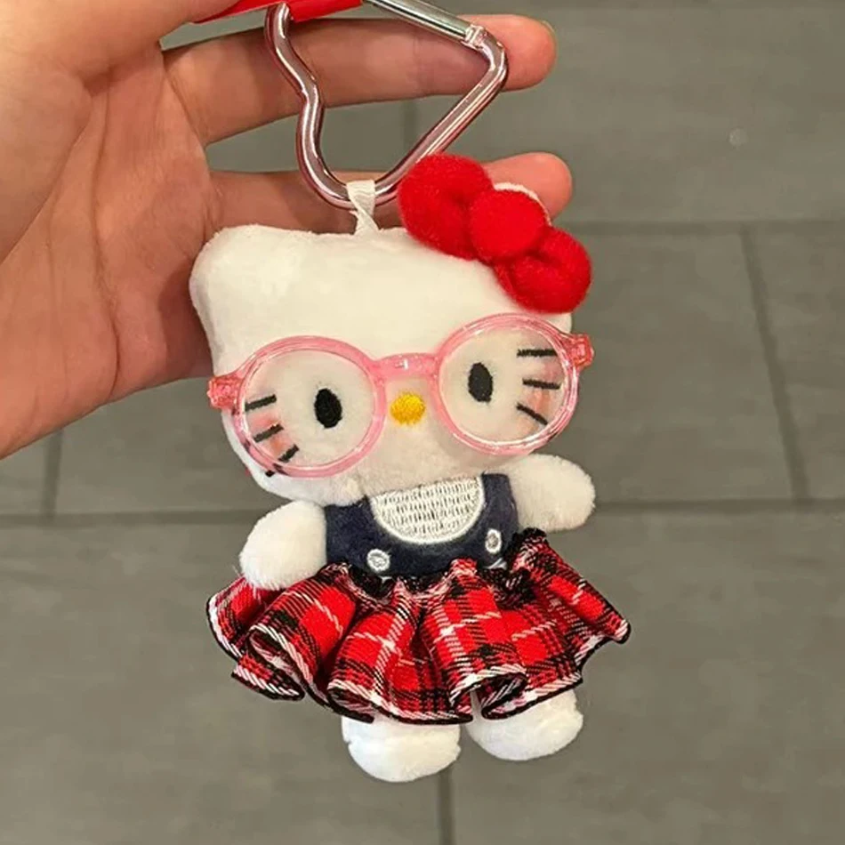 

Sanrio Hello Kitty Peripheral Doll Keychain Cute Fashion Sunglasses Kt Cat Keyring Backpack Plush Toy key chain Birthday Gifts