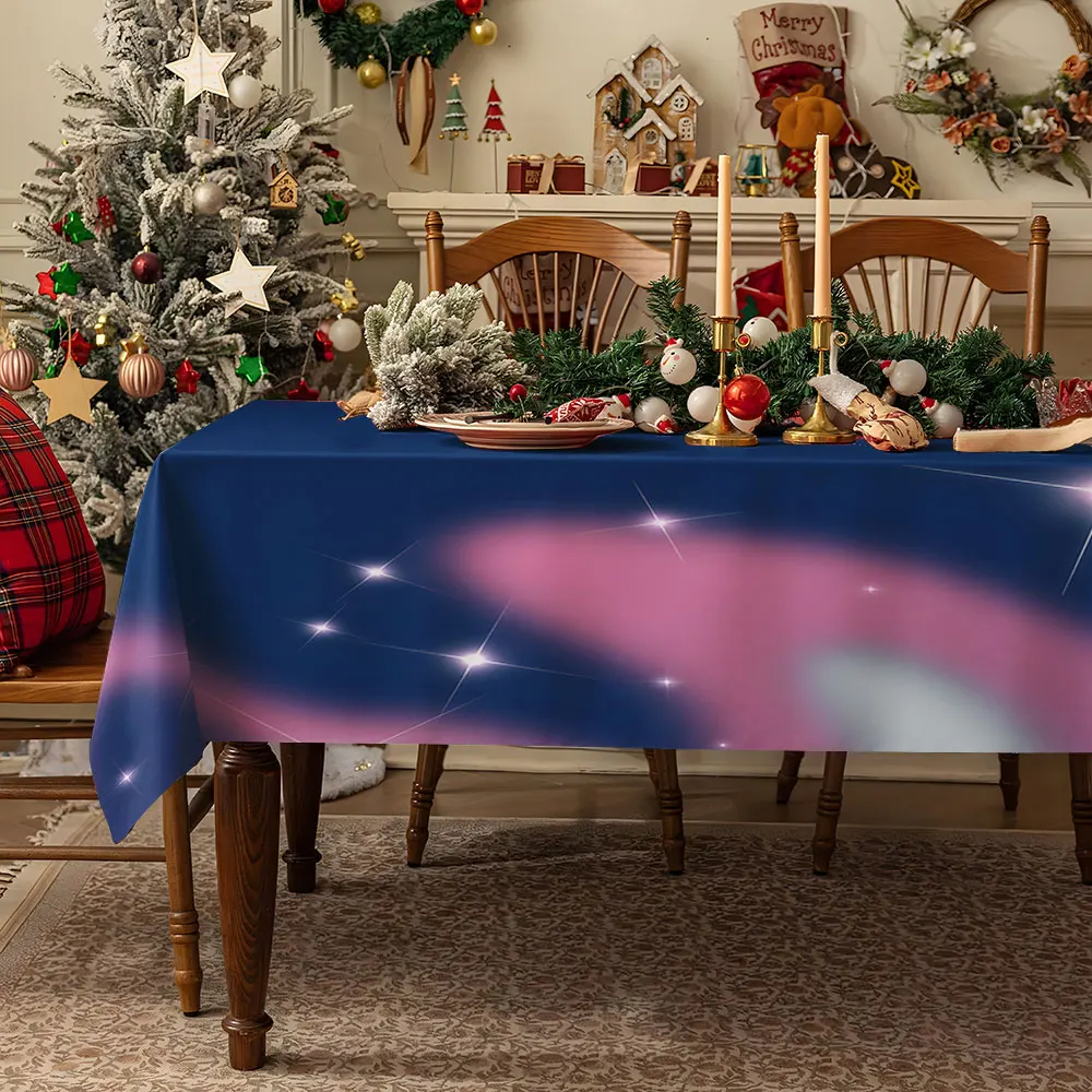 Pink Wildflower Mosaic Waterproof table cloth, splash-proof tablecloth, for party, Halloween, Christmas, dining, camping