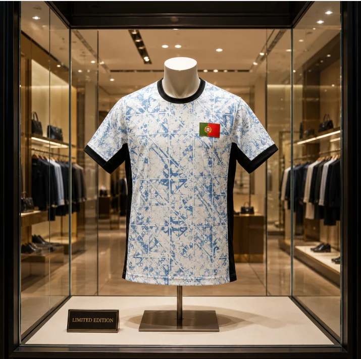 Nouveau T-shirt portugais à col rond, style rétro tendance, respirant, séchage rapide, impression 3D pour le sport et le fitness