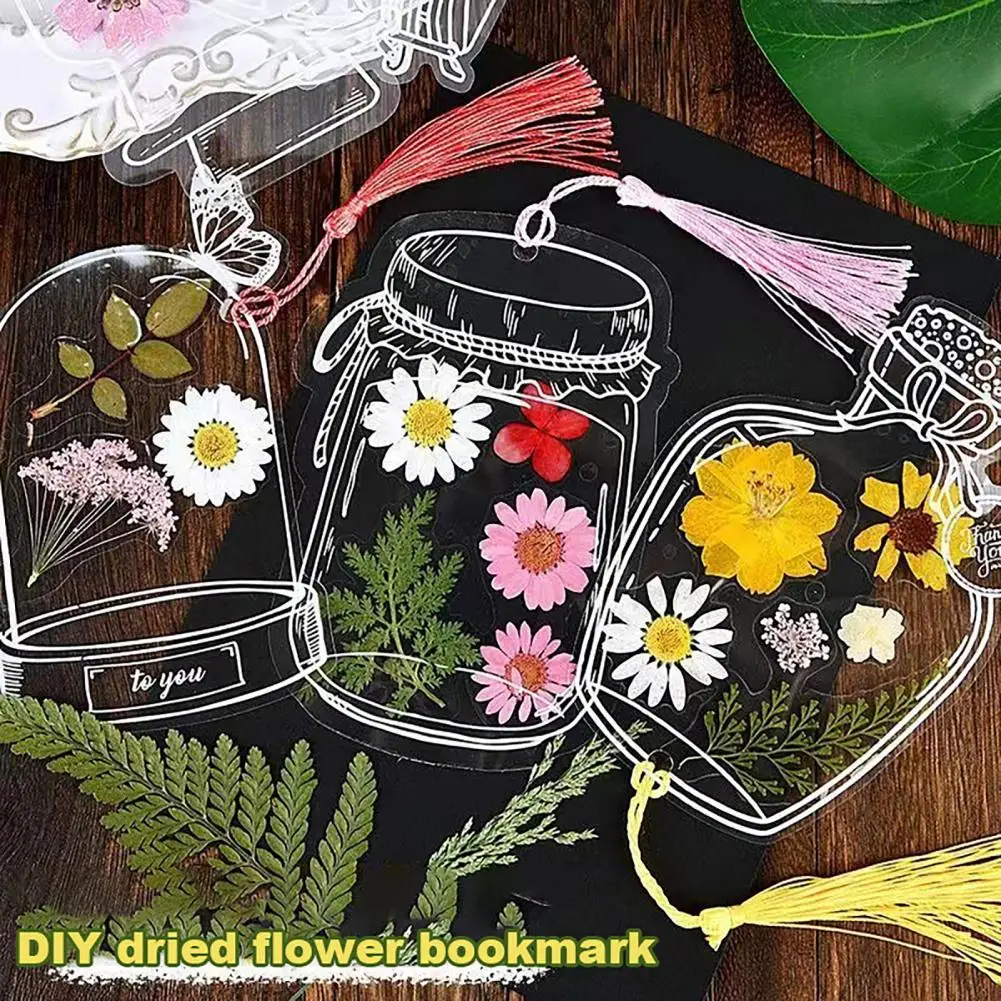 Diy Dried Flower Bookmark Handmade Transparent Dried Flower Bookmarks Kit for Diy Floral Page Clips Pressed Flowers Bookmark Set
