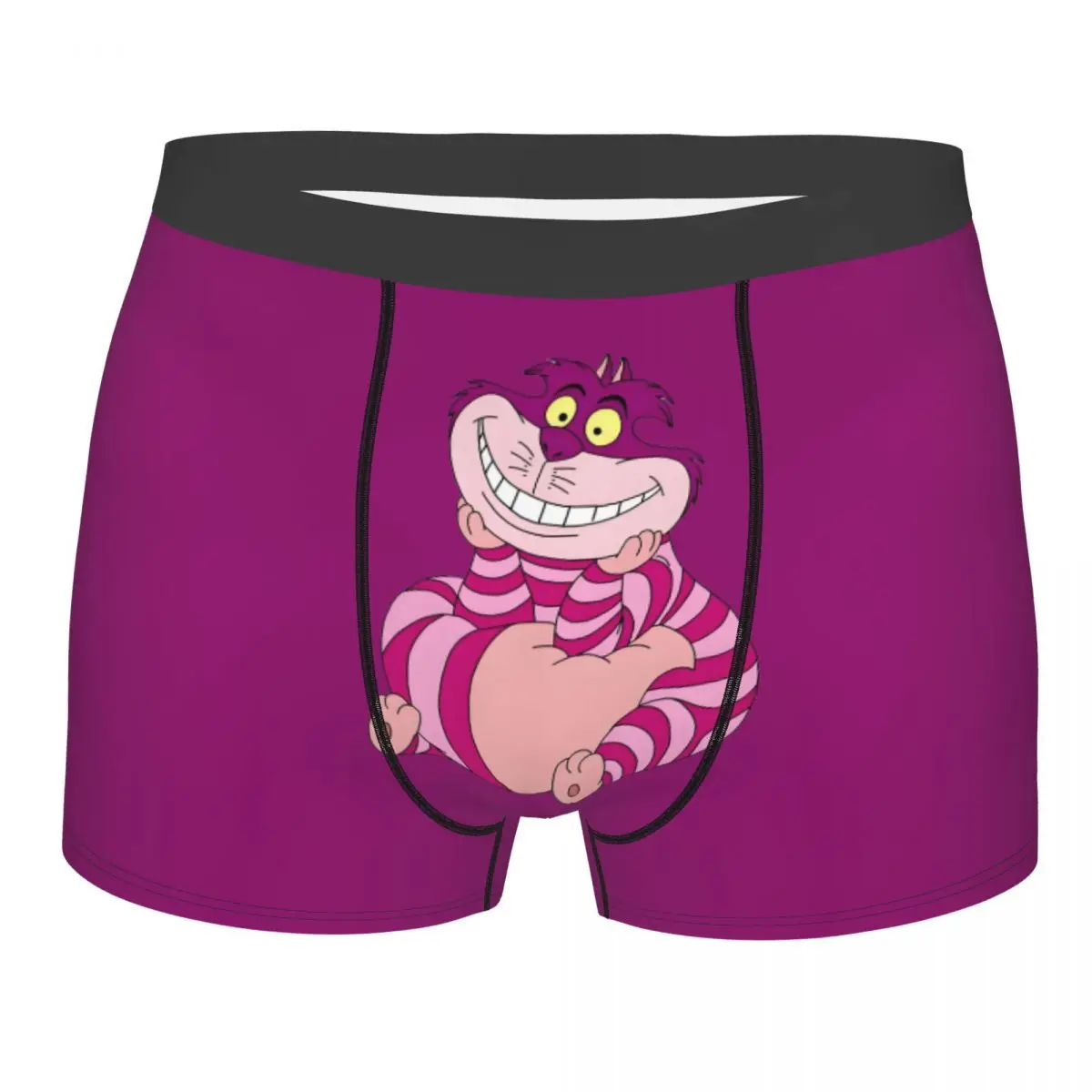 

Модные боксеры с рисунком Чеширского кота на заказ, шорты, мужские трусы, эластичные трусы «Алиса в стране чудес», нижнее белье