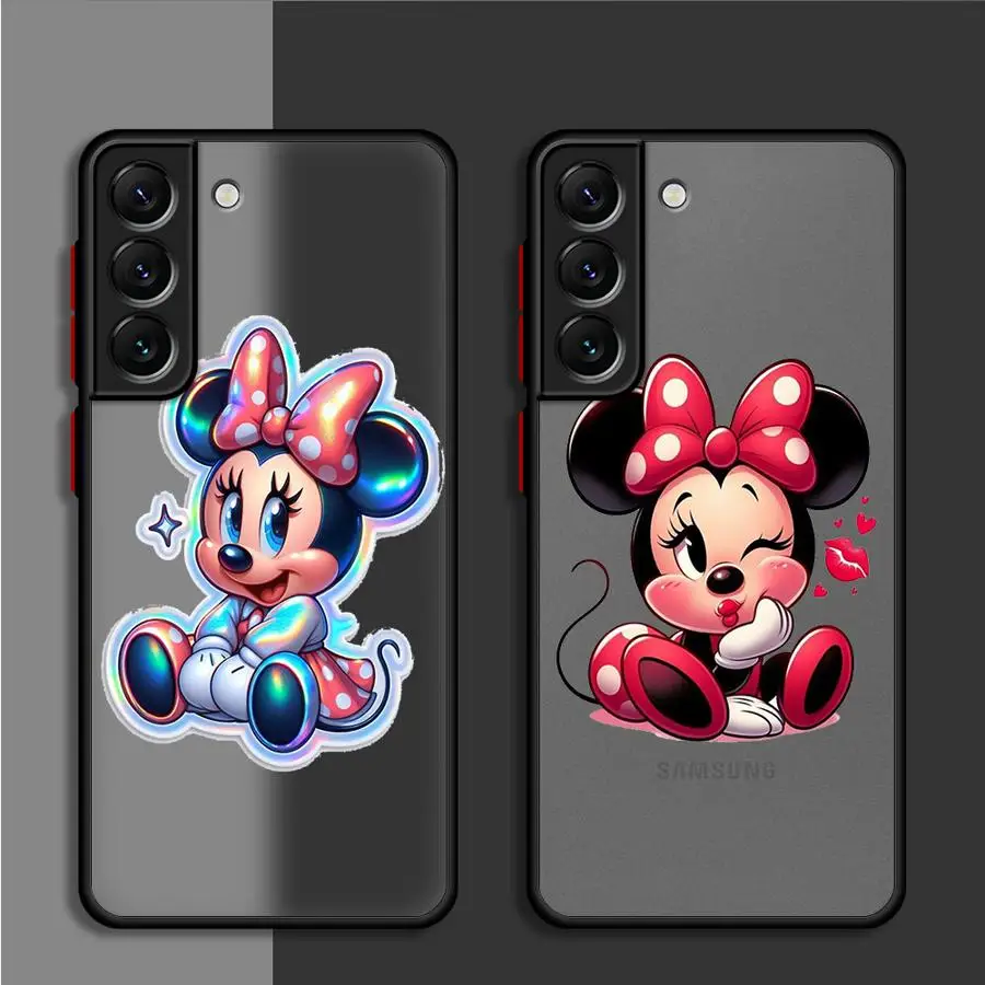 Disney Mickey Minnie Lover Matte Case For Samsung Galaxy S24 S22 S23 S20 S21 FE S10 Plus Capa Note 20 Ultra 10 Lite Phone Fundas