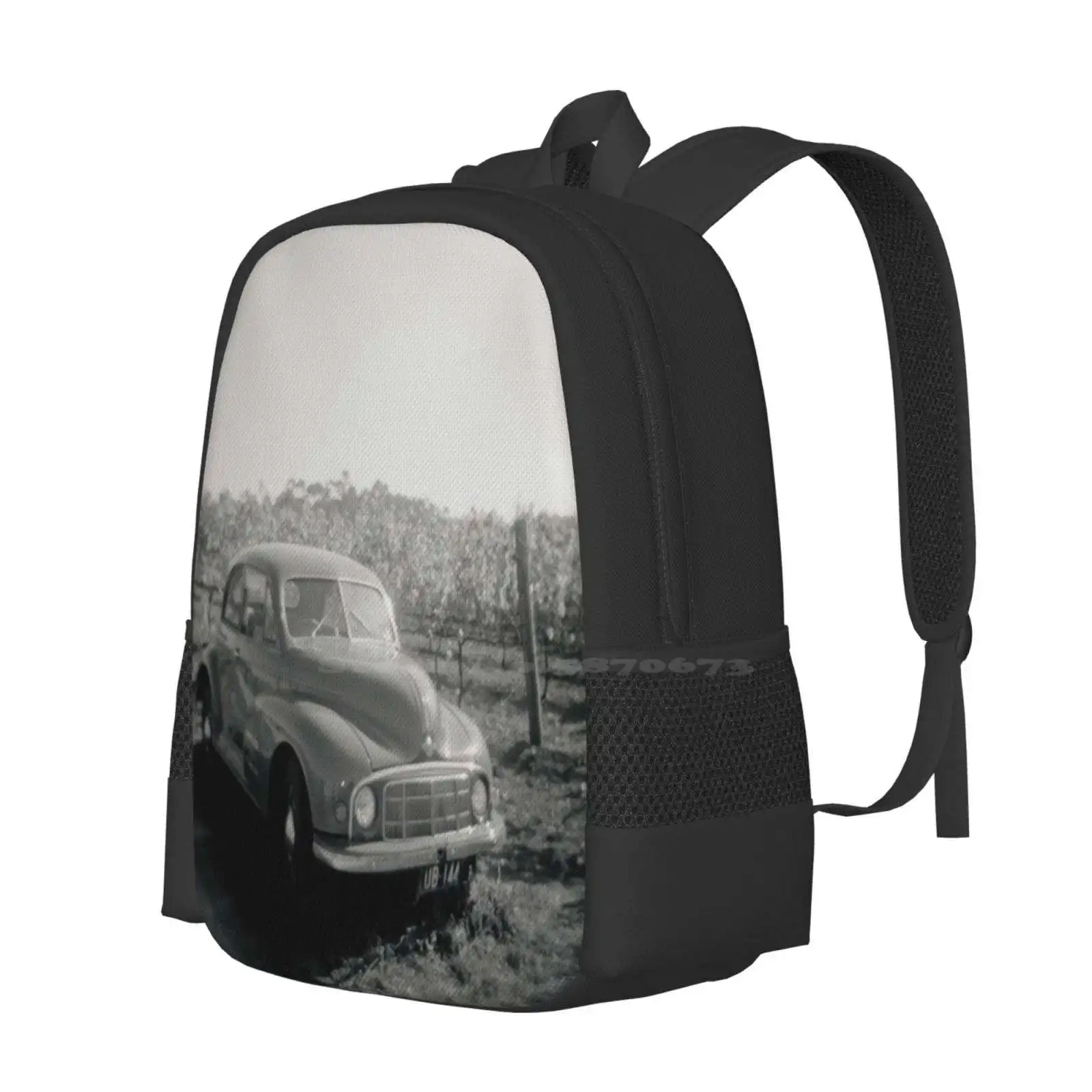 Vintage Pattern Design Laptop Travel School Bags White Black Car Automobile Vineyard Vignetting