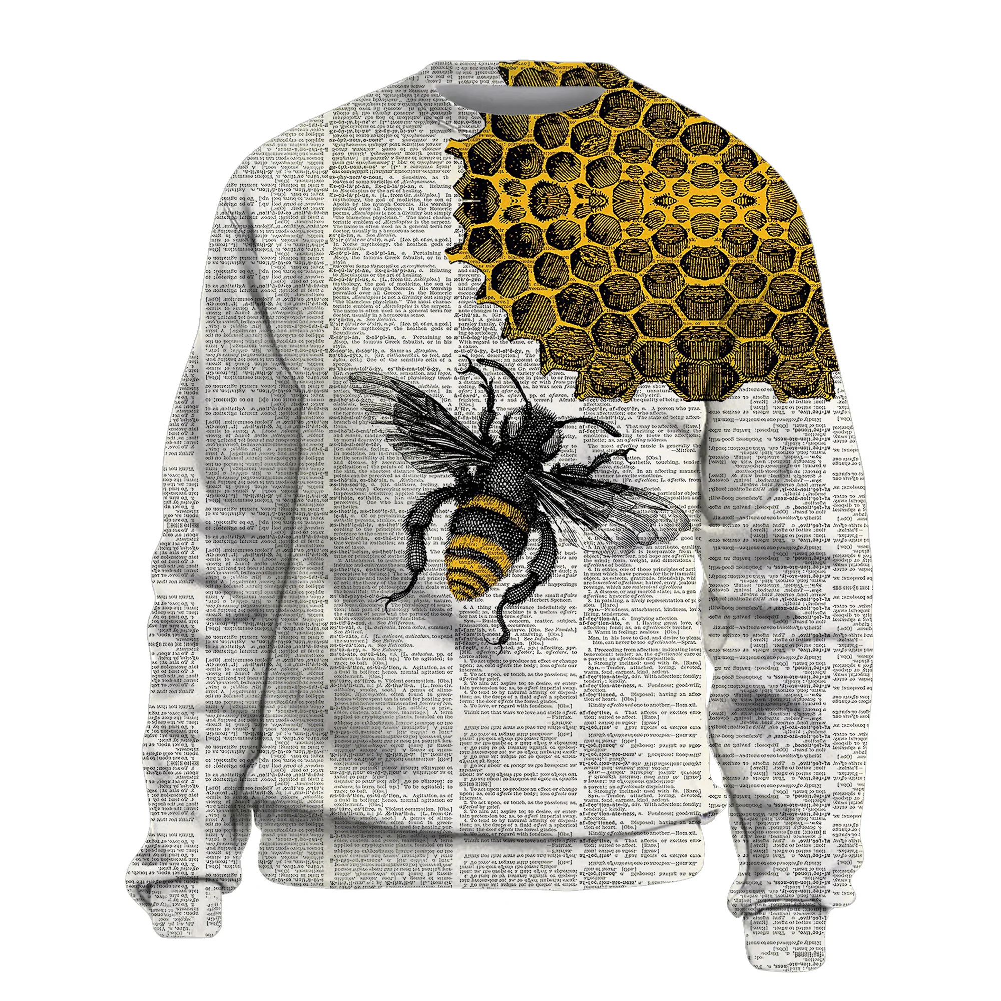 

Bee Printing Hoodies Men's Sweatshirts Thicken Casual Wear Cartoons Harajuku Streetwear Crewneck Oversize Pullover Tops