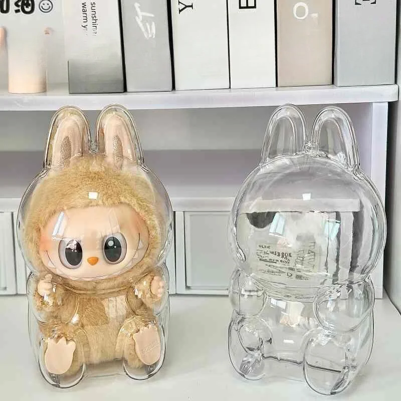 Labubu Macaron Transparent Protective Case First Generation Second Dust Proof Acrylic Cover Pendant Decorative Accessories