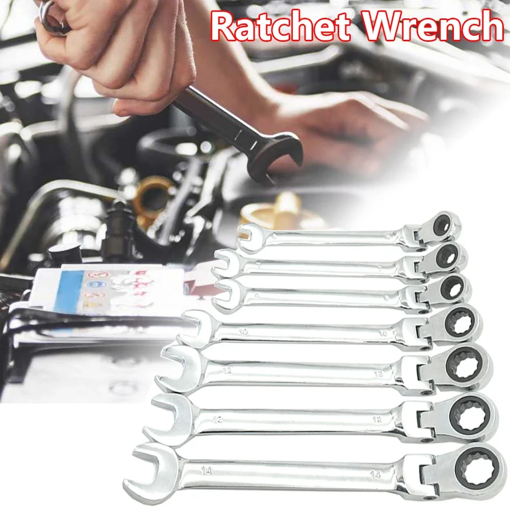 1PCS Ratchet Wrench Flexible Head Combination Torque Dual-use Car Hand Repair tools Multitool Keys Chrome Vanadium Steel Spanner