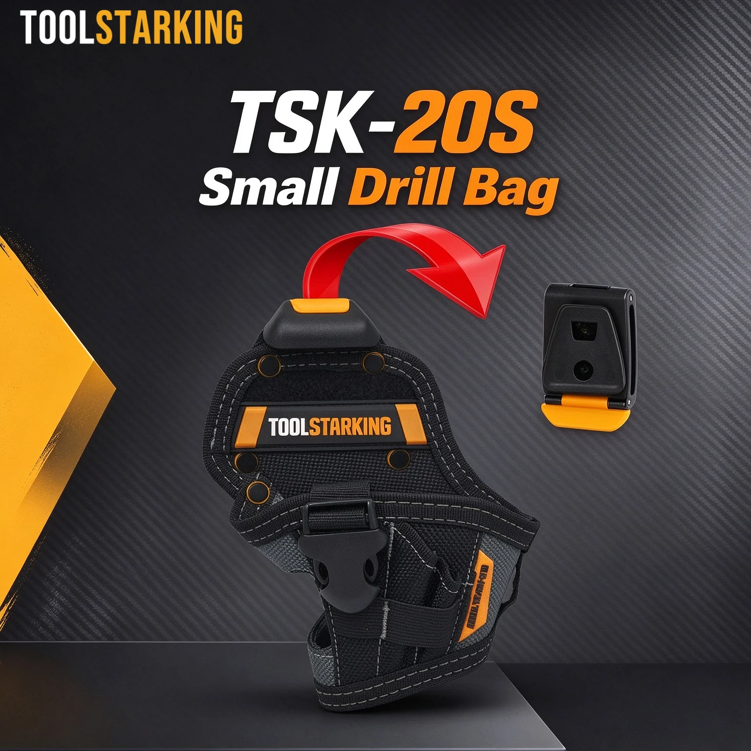 TOOLSTARKING Small Drill Holster Quick Release Belt Pouch Heavy Duty Oxford Electrician Waist Tool Bag for Cordless Drill