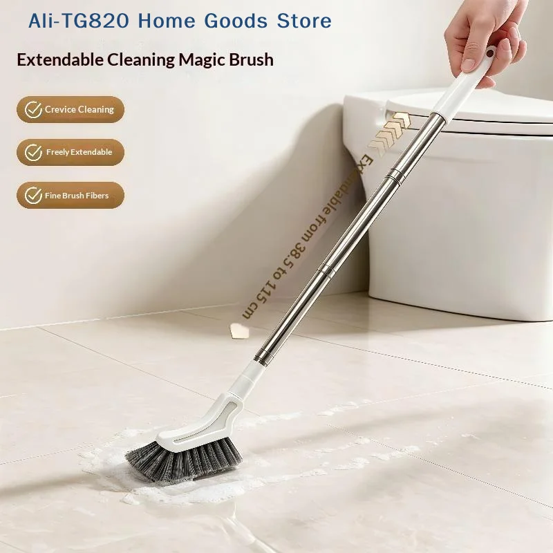 [W] 1 Pc Long Handle Telescopic Cleaning Brush Narrow Head Adjustable For Bathroom Toilet Window Gaps Floor Crevices
