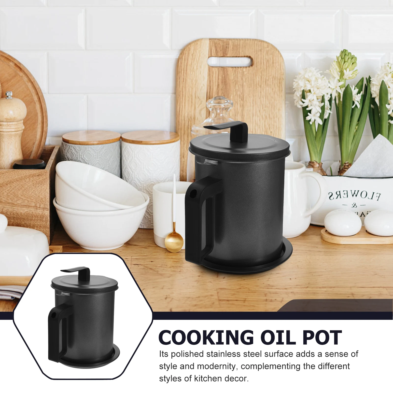 

Large Capacity Stainless Steel Cooking Oil Container Oil Strainer Pot Lard Holder Grease Filter Kitchen Storage