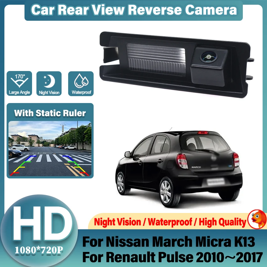 170Degree HD 1080x720P RearView Camera For Nissan March Micra K13 For Renault Pulse 2010~2016 2017 Camera License Plate Light