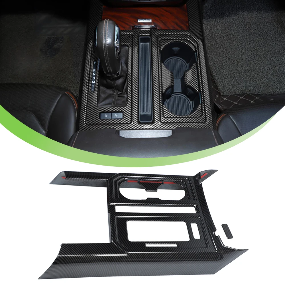 

for Ford F150 F-150 2015-2020 Gear Shift Cup Holder Panel Decorative Cover Trim Decal Car Interior Accessories Carbon Fiber Look