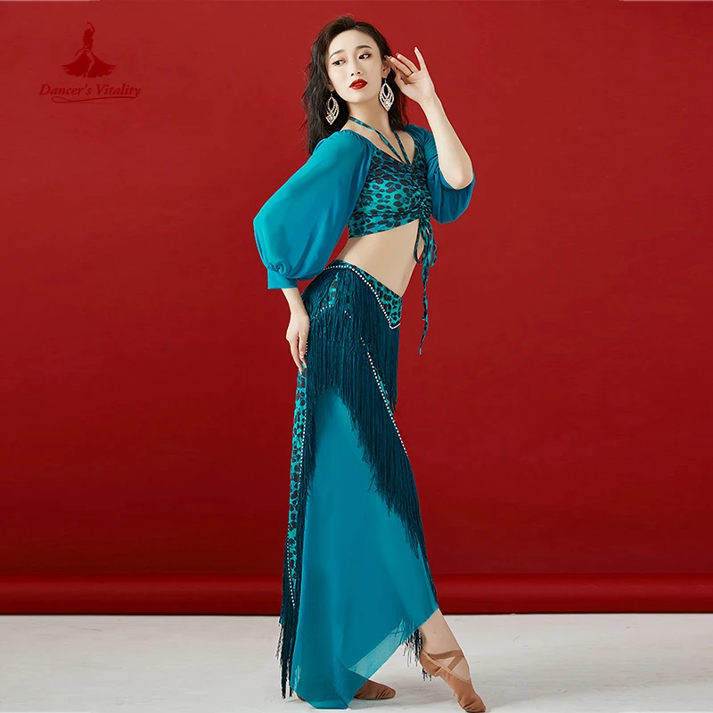 Belly Dancing Clothes for Women Long Sleeves Top+Tassel Skirt Costume Set Oriental Performance Suit Female Bellydance Outfit