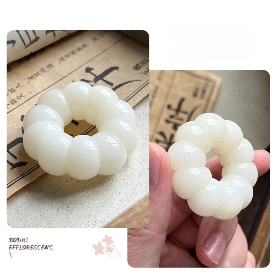 Zen Buddhist Prayer Bead Finger Ring Polished Crescent Mala Bead Band Meditation Stress Relief Spiritual Jewelry for Daily Wear view 3