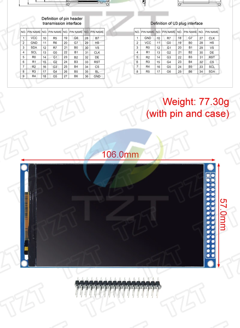 1/3PCS TZT 3,97 Zoll TFT LCD Display Modul ST7701 Treiber 480*800 RGB Schnittstelle Farbbildschirm Für Arduino TZTUNO R3 – Detail 2