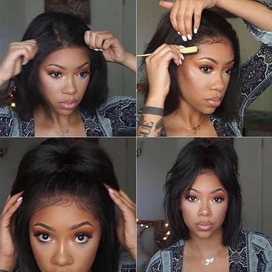 Kinky Straight 250% Density 13x4 HD Full Lace Front Human Hair Wigs Brazilian Glueless Lace Frontal Wigs Pre Plucked Women Yaki image 5
