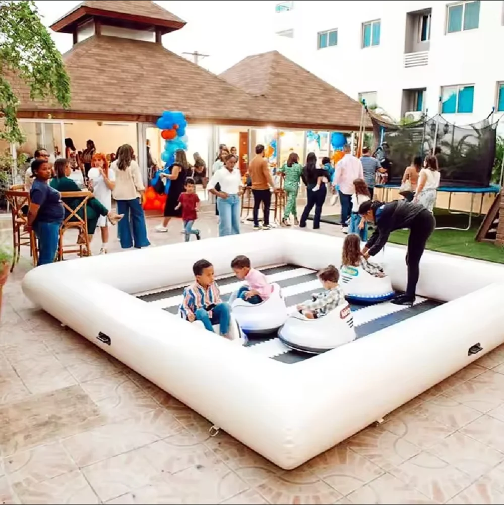 في الهواء الطلق أبيض/أسود قابل للنفخ سيارة سباق المسار نفخ الذهاب كارت سباق المسارات لينة اللعب الساحة لمتعة بدون سيارات #1