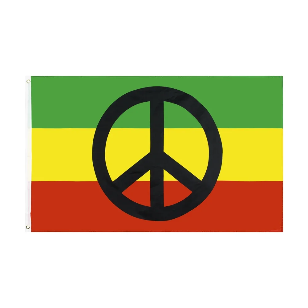 JimonFlag 90X150cm Green Yellow Red And Black Rasta Peace Flag For Decoration