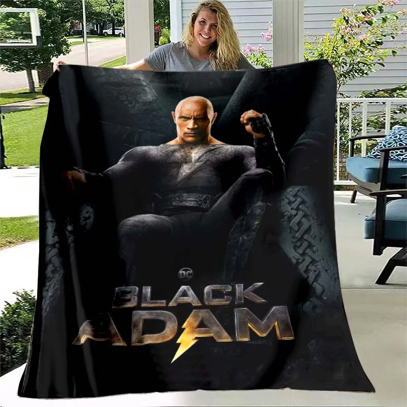 Black Adam Throws Blanket Dwayne Johnson Movie Blanket for Bed Adults and Children Bedroom Living Room Decoration Sofa Warm