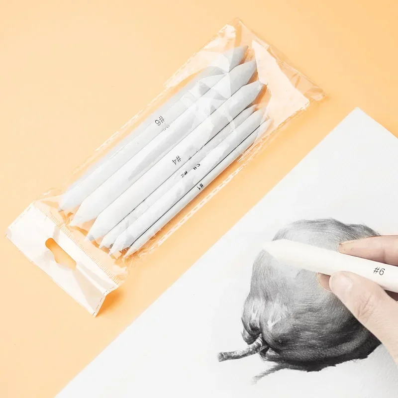 6Pcs Paper Art Drawing Pencil Stump Sketch Pastel Blending Smudge Tortillon Shadow Dark Area Stomp Color Paintbrush