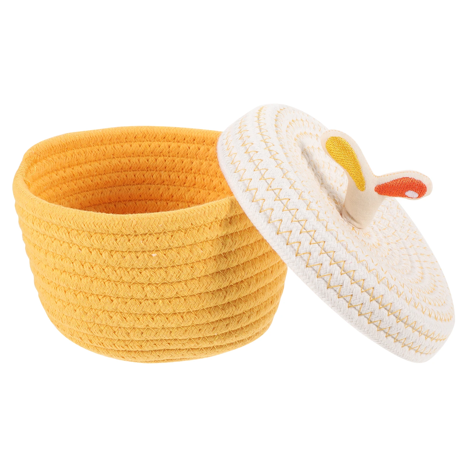 

Cotton Rope Storage Basket Small with Lid Table Snack Organizer Woven Bin Home Decorative Boxes Containers Kitchen Bedroom