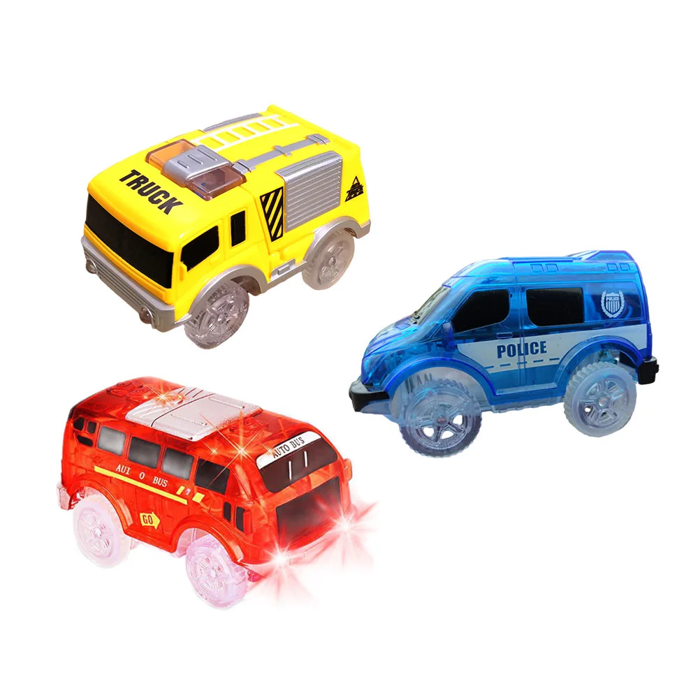 

3 Pcs Electric Car Premium Material Toy Kids Powered LED Toys Children Plastic Track Flashing