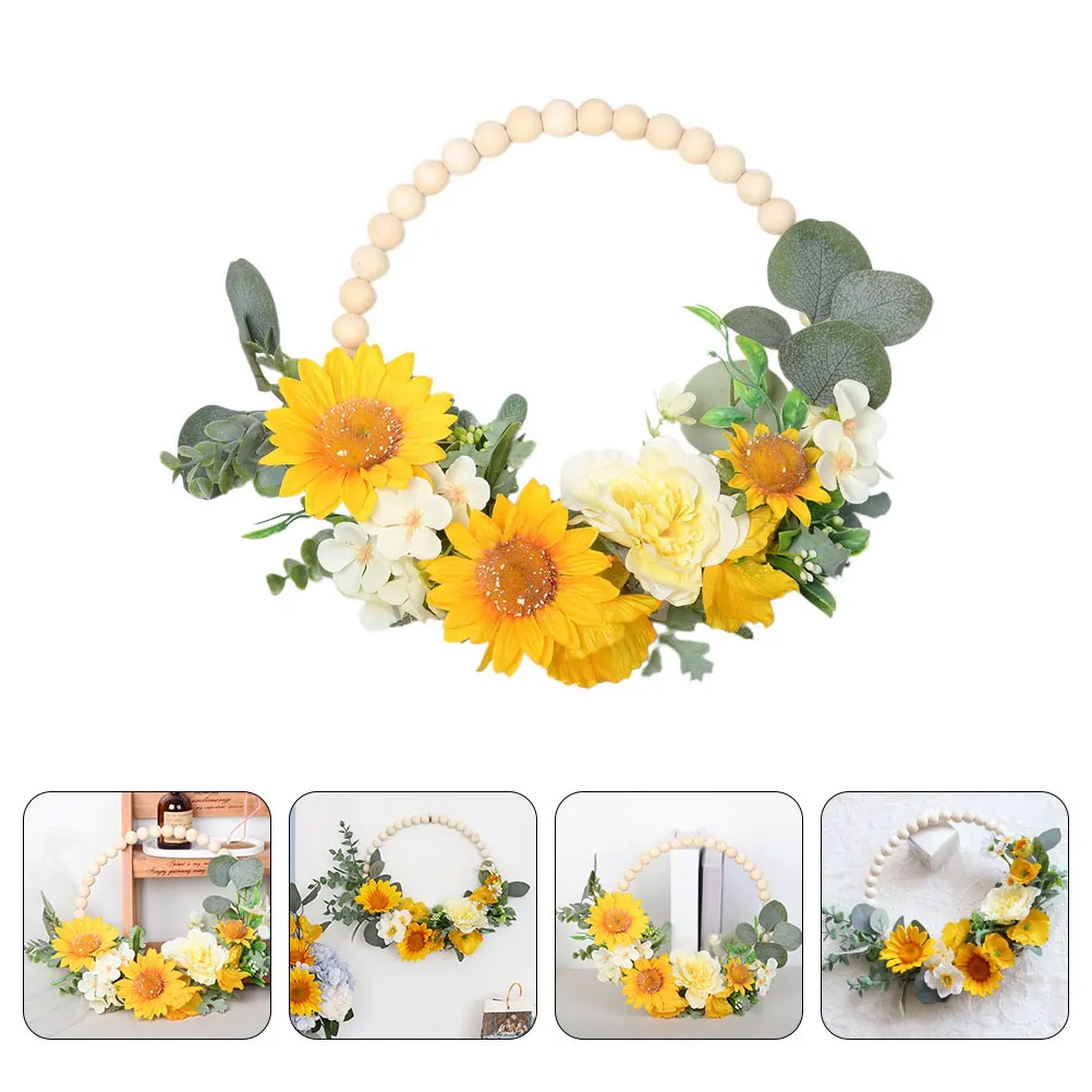 

Artificial Home Decor Faux Leaf Wreath Hanging Festive Door Decorations Bright Color Simple Structure Practical Events