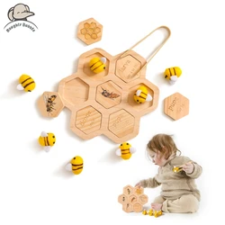 Honeybee Growth Cycle Cognitive Card  Wooden Beehive Bees Grab Toys  Hand And Foot Coordination Game  Infant Cognitive Toy  Gift