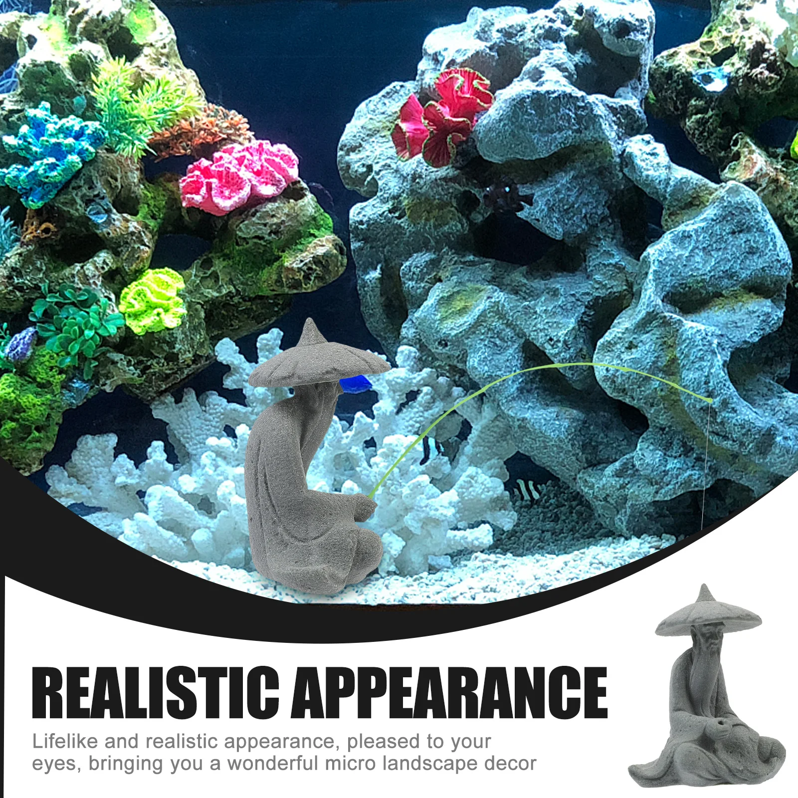 

1pc Resin Fisherman For Aquarium Rockery Decor Bonsai Landscape Ornament Desktop Home Decoration Fish Tank Accessories