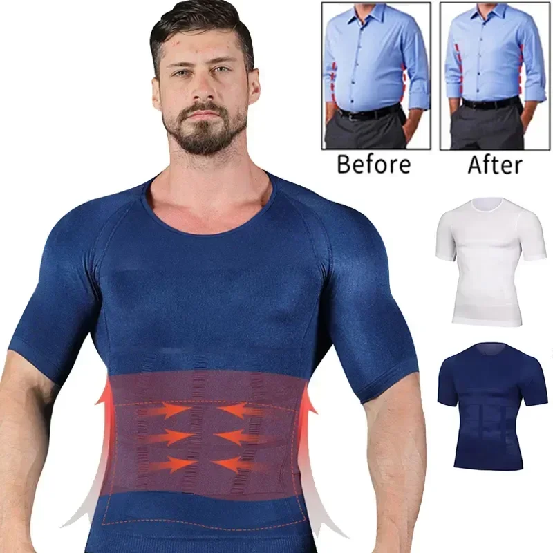 T-shirt Compression Corset Slimming Modeling Fat Men Control Corrective Underwear Shaper Slim Man Posture Toning Belly Body