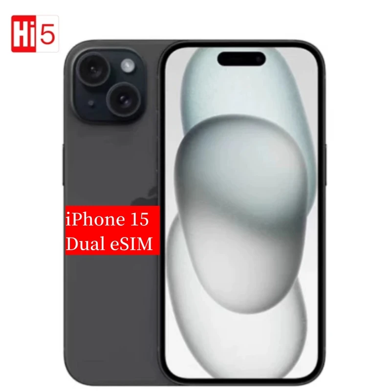 Оригинальный iPhone 15 Dual eSIM, 6,1 дюйма, телефон с идентификацией по лицу, телефон 16, 128/256/512 Гб ПЗУ, 6 ГБ ОЗУ, 12 МП и 48 МП, новый