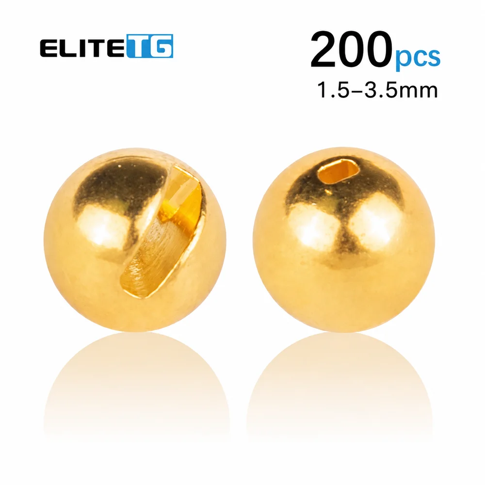 Elite TG 1.5-3.5mm 200PCS Slotted Beads Fly Fishing Tungsten Beads DIY Fly Material Beads Fishing Lures