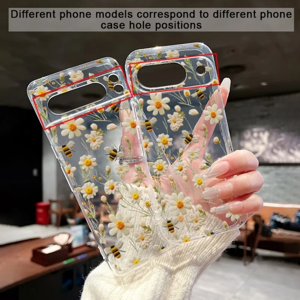 Cute Honeybee Flower Pattern Soft Clear Phone Case For Google Pixel 10 9 8 7 6 Pro XL 9a 8a 7a 6a Soft TPU Shockproof  Cover view 3