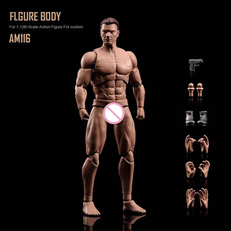 ANT AM116 1/12 Ultra-flexible Man Super Strong Muscle Joint Body With Head And Handgun Model Fit 6"Male Action Figure Dolls Toys view 6
