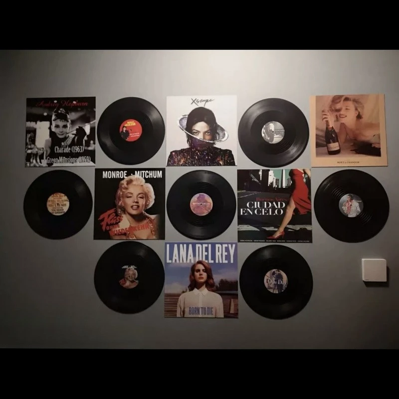 Naklejka ścienna z płyt winylowych w stylu vintage - nostalgiczny plakat dekoracyjny do baru/KTV/peniturowego pensjonatu/lokalu handlowego/salonu, klimatyczna naklejka ścienna.