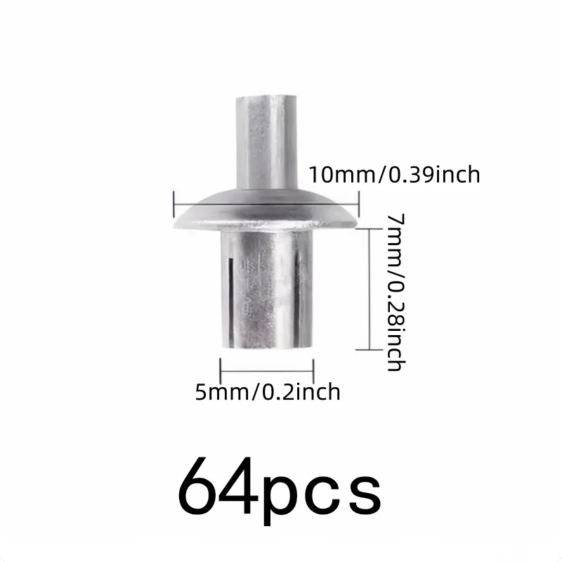 64 pcs 5*7mm Expansion Lock Design Strike Core Expansion Rivets, great for Home Repair Fixing, Hammer Strike Installation