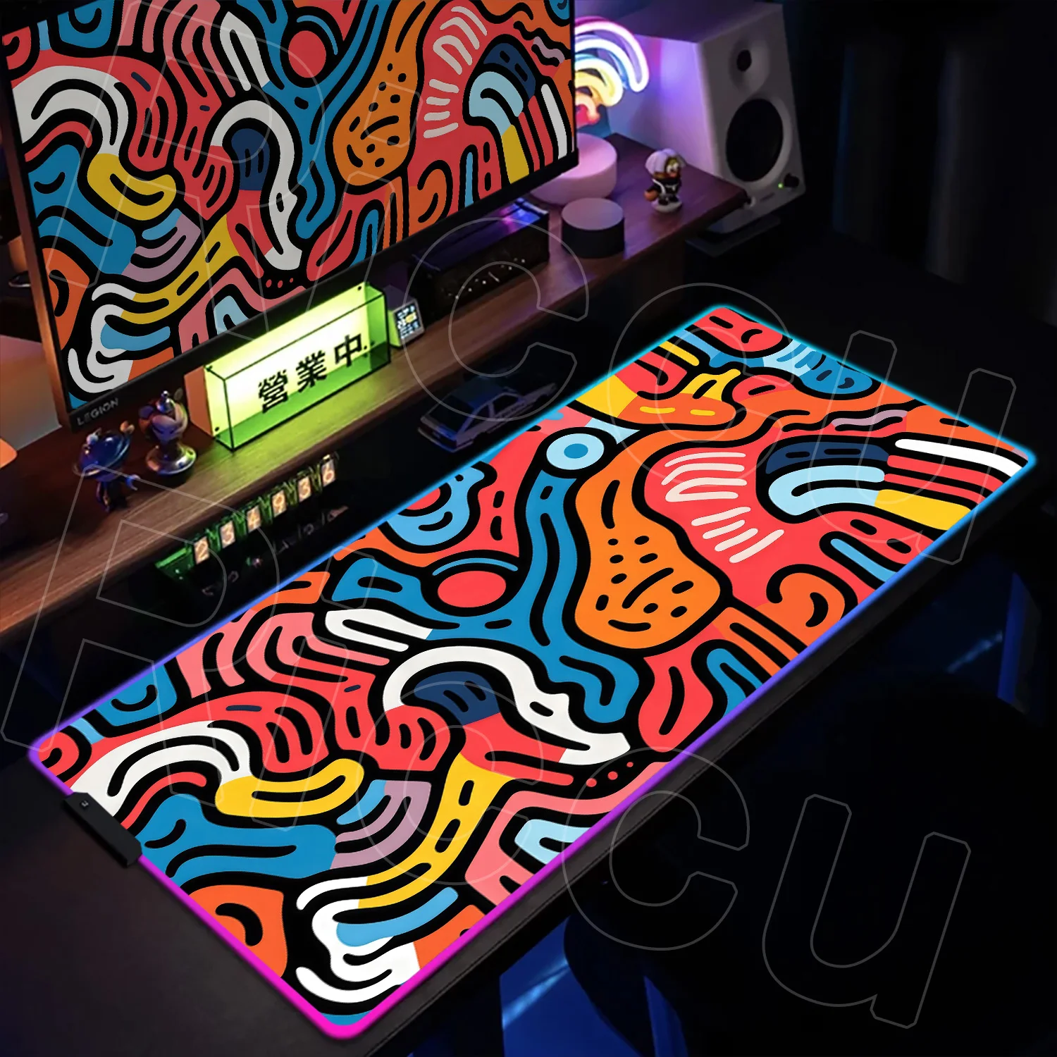 

RGB 1000X500MM PC peripherals Gaming LED Mousepad Geometric Lines Large Mouse pad Desk Mat Non-Slip Rubber Black Keyboard Mats
