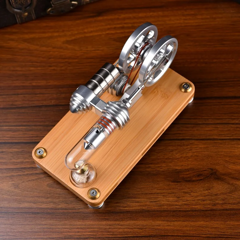 M14-03-L Precision Single Cylinder External Combustion Engine Model Brass Piston Generator Physical Toy