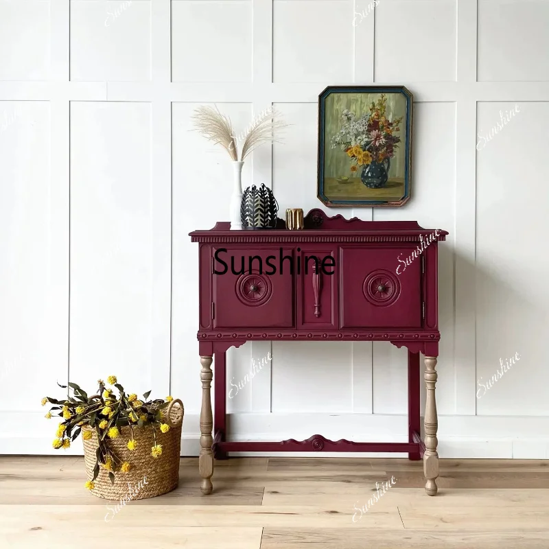 American light luxury solid wood carving flower entrance corridor color matching decoration