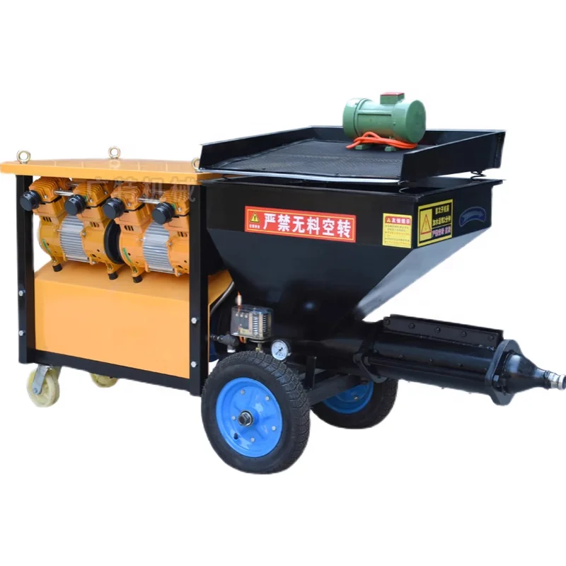 High-Power 12KW Motor Automatic Cement Mortar Spraying Machine 4m/H Output High Efficiency for air craft Fire Paint 100L Hopper