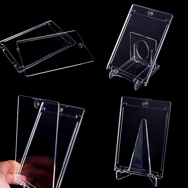 35PT غطاء بطاقة مغناطيسي شفاف حماة الأكمام الواقية عرض حالة المعبود صور البيسبول كرة القدم الرياضة بطاقات القياسية #3