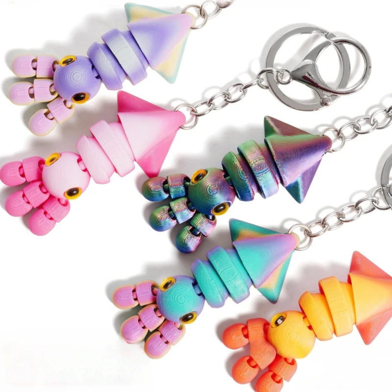 

3D Printed Squid Doll Small Size Joint Movable Backpack Pendant Octopus Keychain Pendant Gift animales de juguete figuras