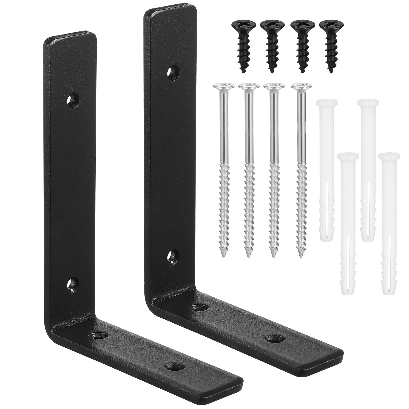 2Pcs L Shaped Triangle Shelf Brackets Heavy Duty Cold Rolled Steel Strong Load Bearing Wall Mounted Shelves Support Angle