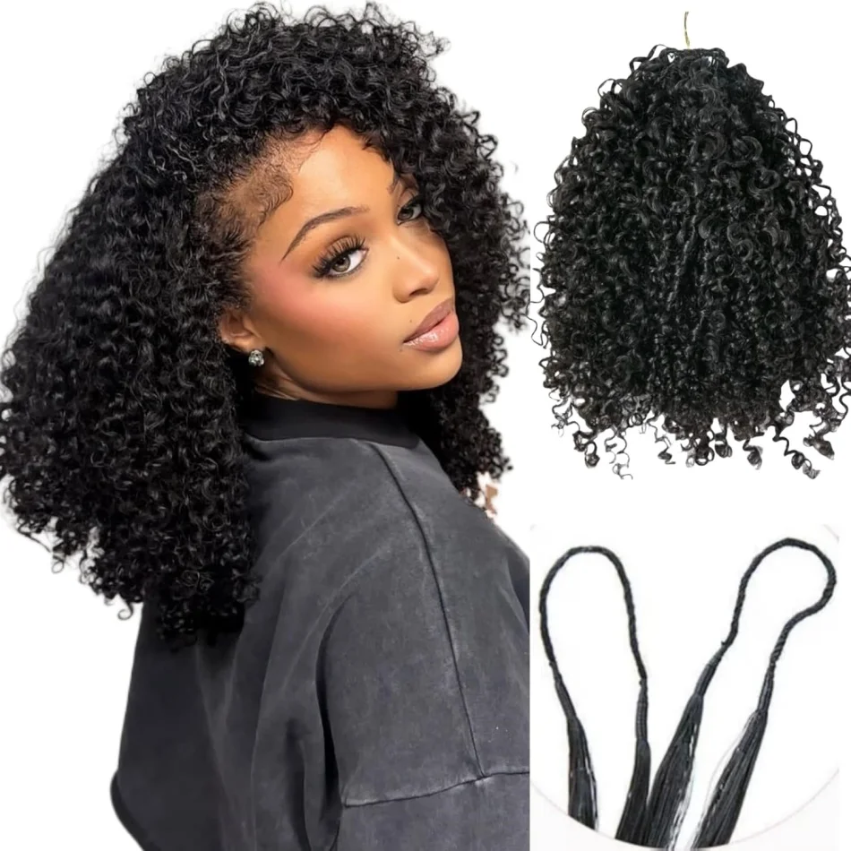 

Накладные волосы из натуральных волос с кудрями Kinky Curly, без узлов, предварительно разделенные, для плетения косичек в стиле бохо, глубокая волна, невидимые узлы, для женщин